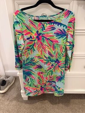 Lilly Pulitzer Neon Coral & Aqua Tropical Tunic